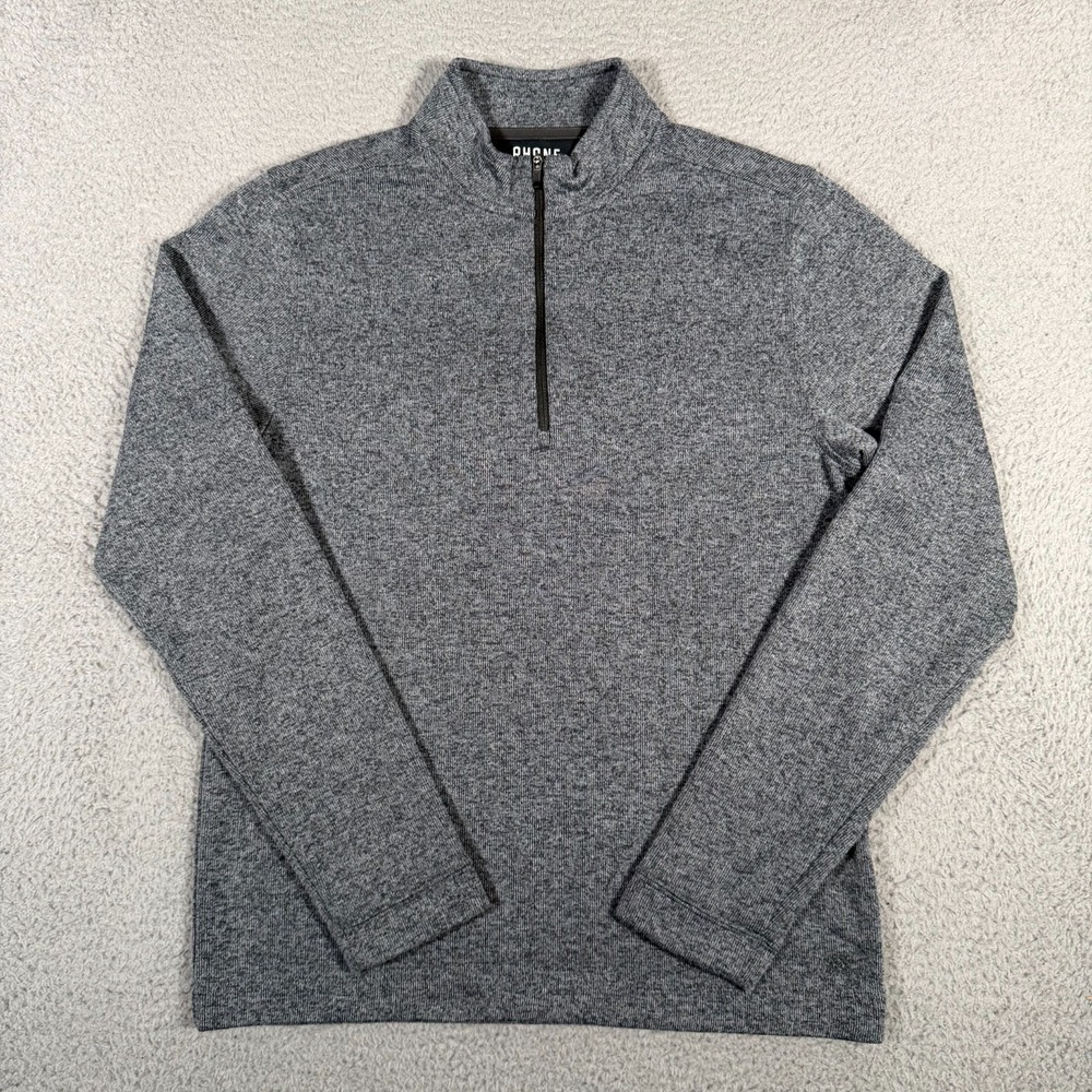 Rhone Sweater Mens Small Gray Blue Commuter 1/4 Zip Pullover Active Performance
